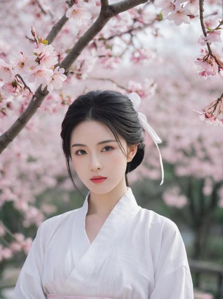 07089-3778959649-The image showcases a serene scene of a woman dressed in white, seemingly of East Asian descent. She is positioned outdoors amid.png
